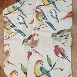 Linen Birds Cafe Curtains Lined  1 Valance 2 Panels Hand Made New